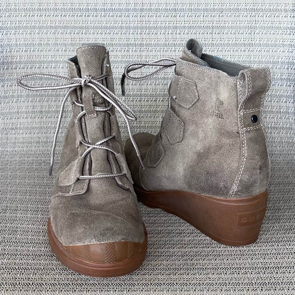 Sorel Suede Leather Cap-Toe Toronto Lace-Up Boots Tan Gray Size 8.5